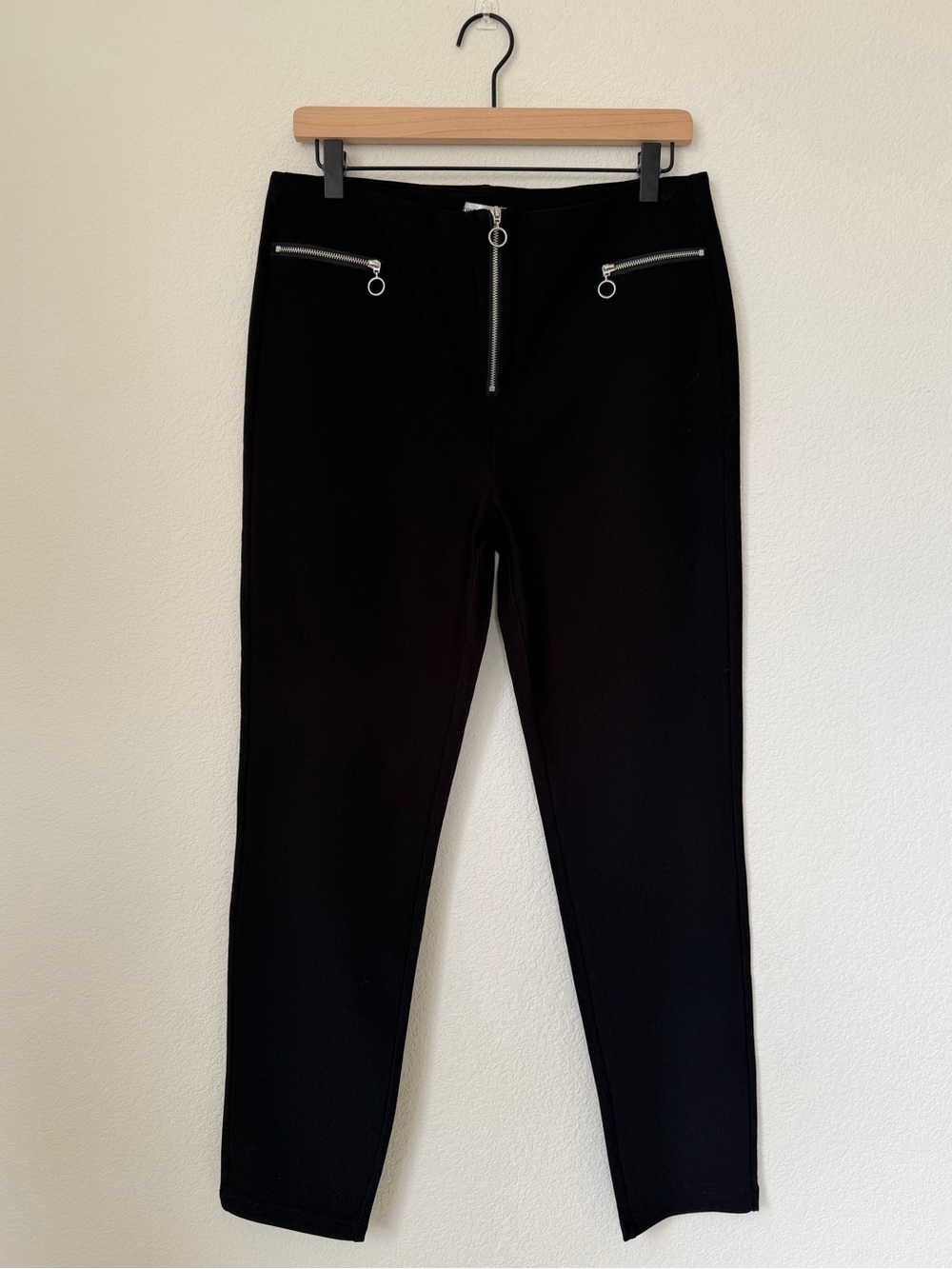 PATRIZIA LUCA Slim Front Zip Ankle Black Pants XL NWT